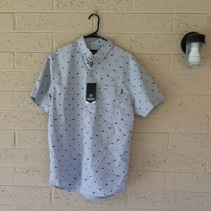 Gray Casual Button Down Shirt with Modern Pattern